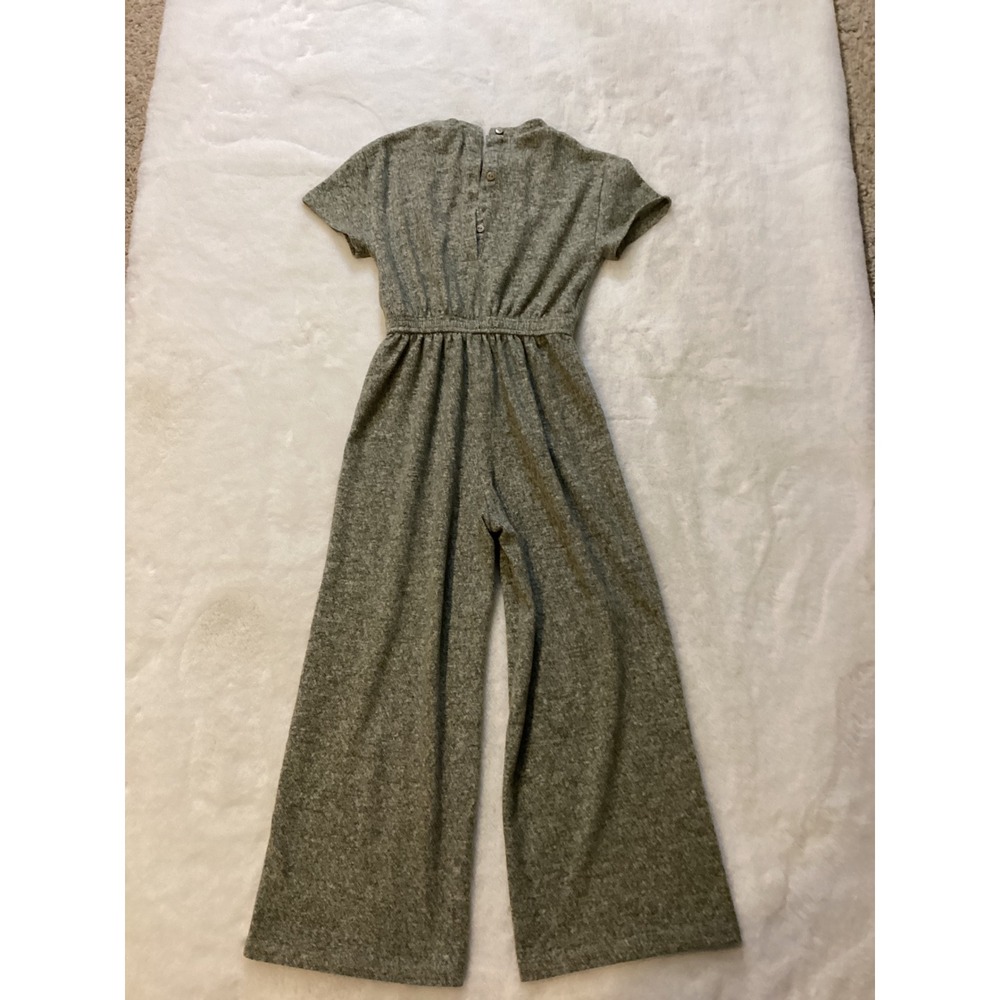 ZARA Kids Girls Knit Jumpsuit Wide Leg Grey Elastic Waist Belted Button‎ - Picture 7 of 7